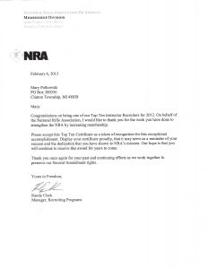 NRA Letter Mary Polkowski