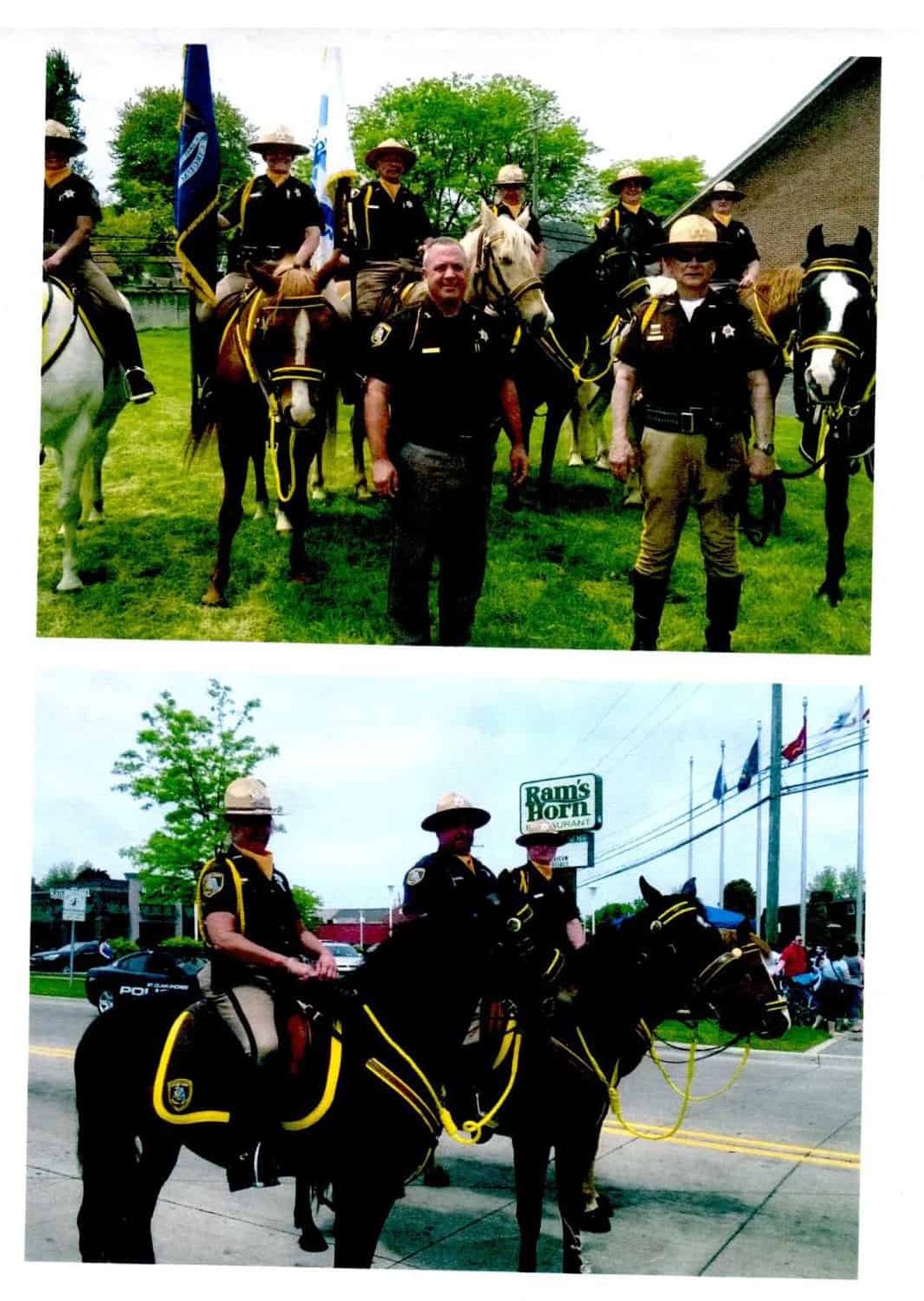 Former Reserve Deputy Al Polkowski in back row on horseback with Macomb County Sheriff Anthony Wickersham