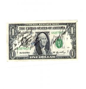 Allen Polkowski with Massad Ayoob dollar bill bet