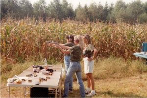 Mary Instructing Shemane Nugent and a ‘Queen of the Forest’ participant at Ted Nugent’s Ranch in Jackson, MI