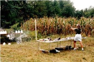 Mary being filmed for a international Broadcast for a Ted Nugent Outdoor Special while she demonstrates her mastery of Shooting Skills: 1997