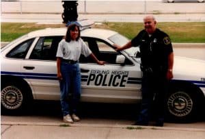 Mary & Sterling Hgts FTO Police Officer as they prepare for her ‘Ride- Along’ Patrol as part of the SHPD ‘Citizen’s Police Academy’ in 1996
