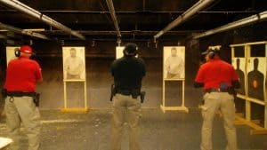 Deputy Al qualifying Reserve Deputies at his Department’s Police Range (he is in red shirt/right side)