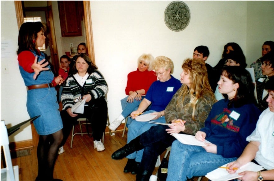 Mary teaching RTBAV at the Historic Octagon House in Washington, MI