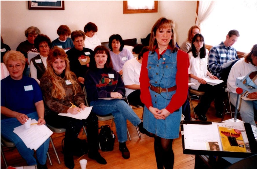 Mary teaching RTBAV at the Historic Octagon House in Washington, MI