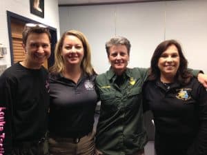 Mary with ‘Louka-Tactical’ Police Instructors and Guest Presenter after Female Police Officer Program at the Dayton, Ohio Police Department